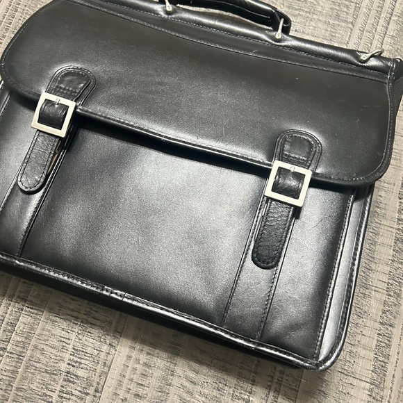 Mcklein 15" Black Leather Men's Halsted iefcase With Multiple Compartments - Picture 2 of 13